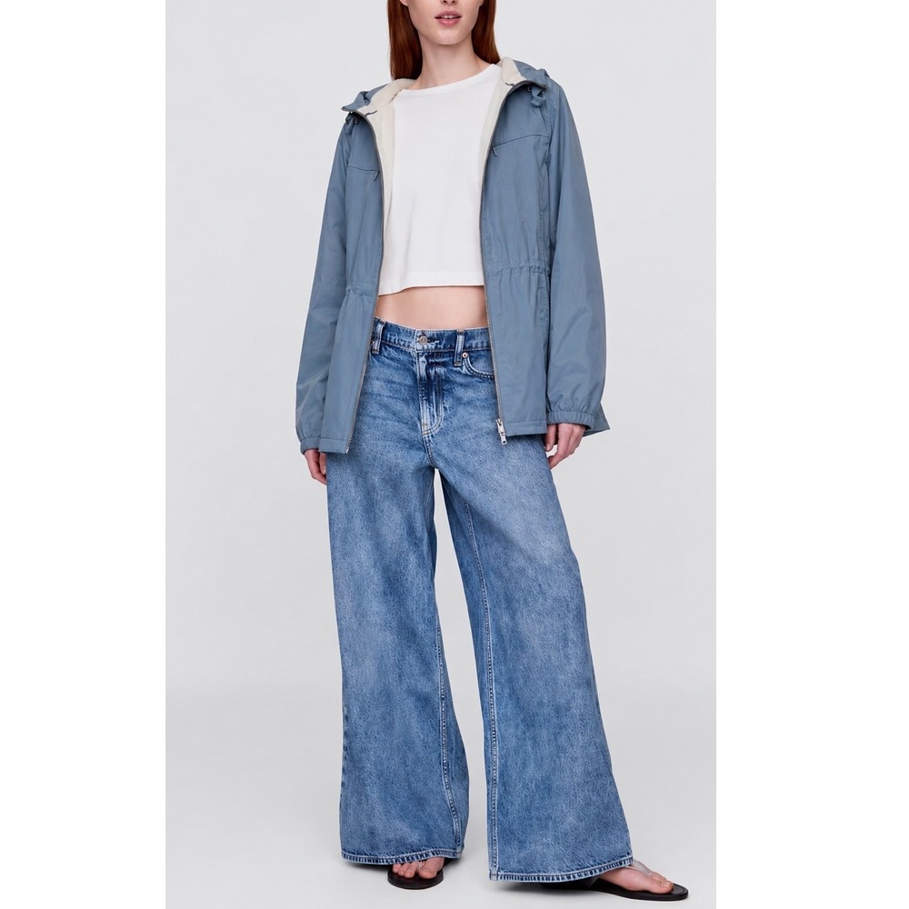 Free Country Blue/White Hooded Reversible Zip Coat